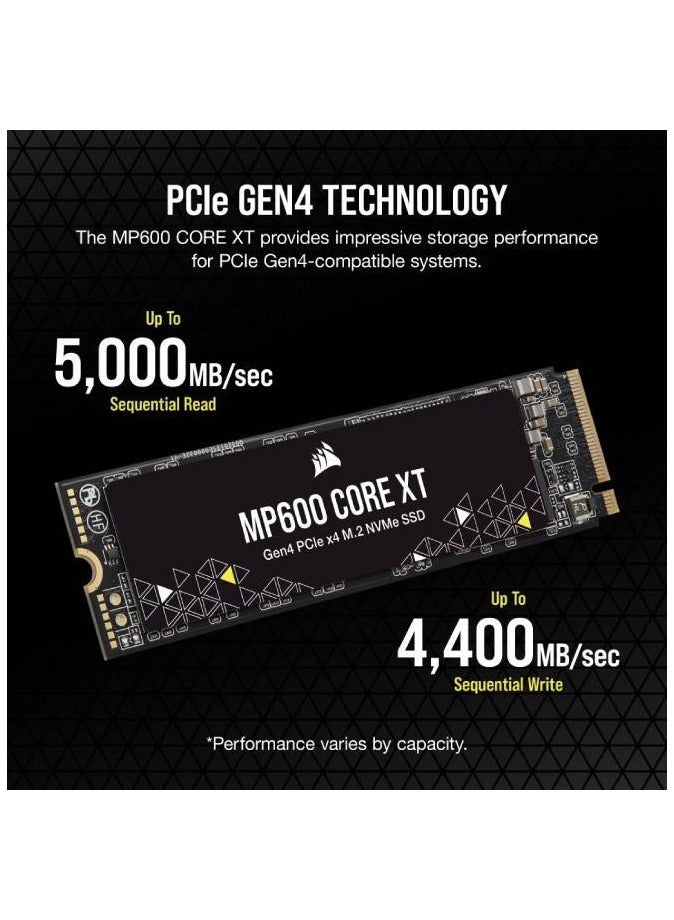 CORSAIR MP600 CORE XT 4TB PCIe 4.0 (Gen4) x4 NVMe M.2 SSD For PCIe 4.0 For Notebooks and Desktops - Black 4 TB