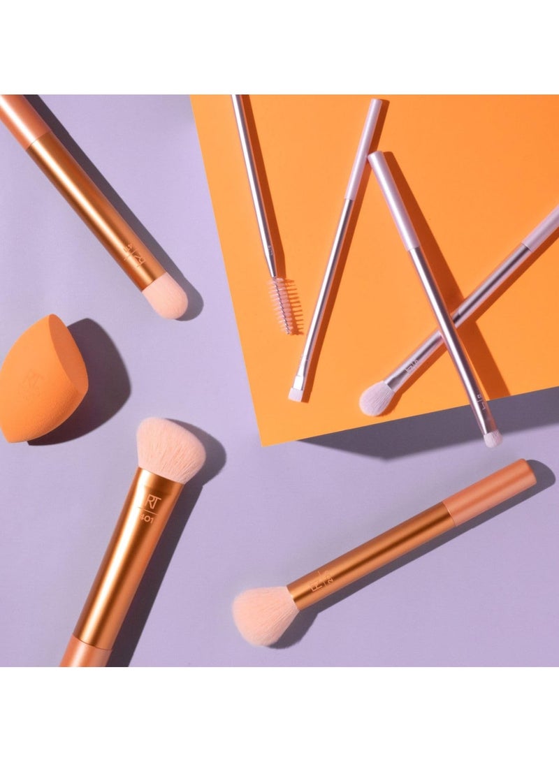 REAL TECHNIQUES - Level Up Brush And Sponge Kit Makeup Brushes For Eyeshadow Foundation Blush And Bronzer Blending Sponge Professional Quality Tools Synthetic Bristles 8 Piece Set MultiColor - Image 1