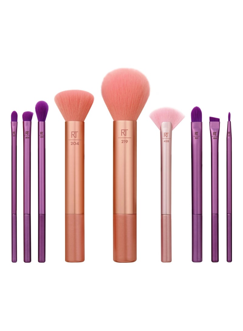 REAL TECHNIQUES Artist Brush Kit Face Cheek And Eye Brush Set Makeup Brush Kit For Foundation Blush Bronzer Concealer And Eyeshadow Professional Quality Makeup Tools 9 Piece Set Multicolor  - Image 1
