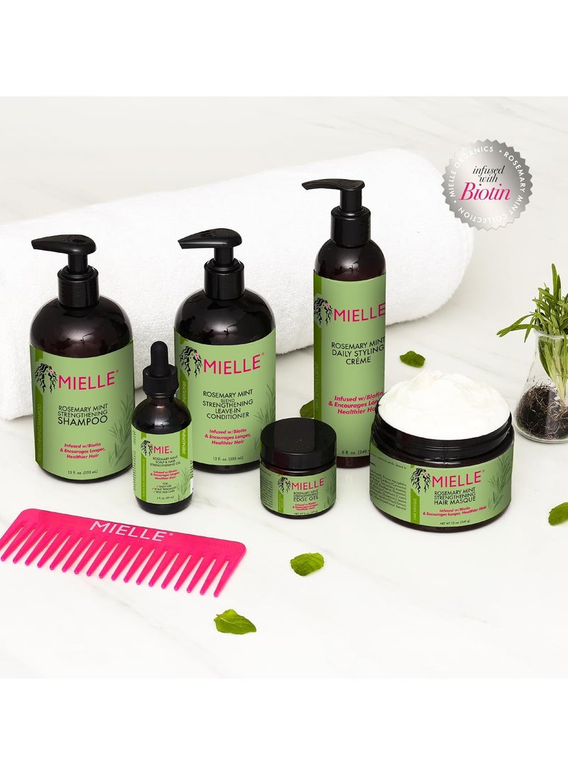 MIELLE Organics Rosemary Mint Strengthening Full Set - Shampoo, Conditioner, Hair Mask, Hair Edge Gel, Rosemary Hair Oil, And Scrubber - For Hair Growth - Infused With Biotin, Strengthens Weak Hair 1166ml  - Image 4