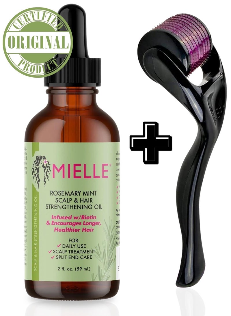 MIELLE - Rosemary Mint Scalp And Hair Strengthening Oil Hair Roots And Eyebrows Nourishment, Hair Growth, And Hairfall Treatment Pure Oil Lab Tested / 2OZ 55ml - Image 1