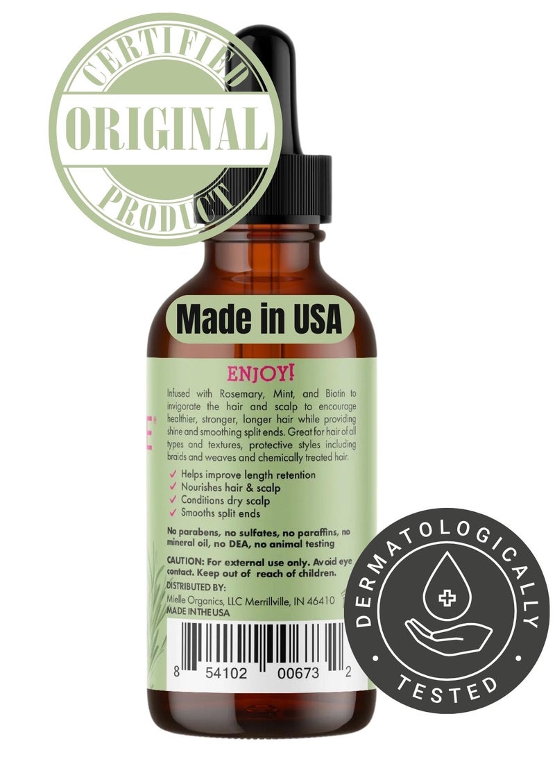MIELLE - Rosemary Mint Scalp And Hair Strengthening Oil Hair Roots And Eyebrows Nourishment, Hair Growth, And Hairfall Treatment Pure Oil Lab Tested / 2OZ 55ml - Image 1