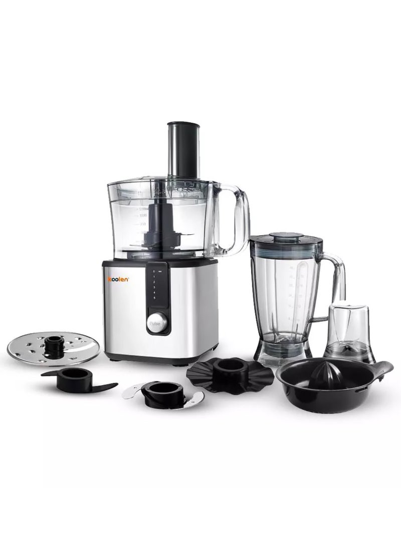 KOOLEN Multi-Function Stainless Steel Electric Food Processor With 5 Speeds 2 L 750 W 801.102.004 Black/Clear  - Image 1