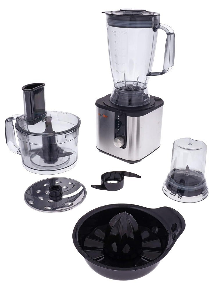 KOOLEN Multi-Function Stainless Steel Electric Food Processor With 5 Speeds 2 L 750 W 801.102.004 Black/Clear  - Image 4