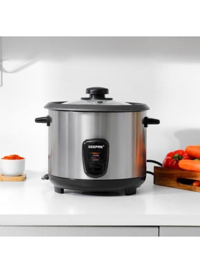 GEEPAS Multi-Function Rice Cooker With Removable Non-Stick Inner Pot And Cool-Touch Handle 1.8 L 700 W GRC35041 Silver/Black  - Image 3