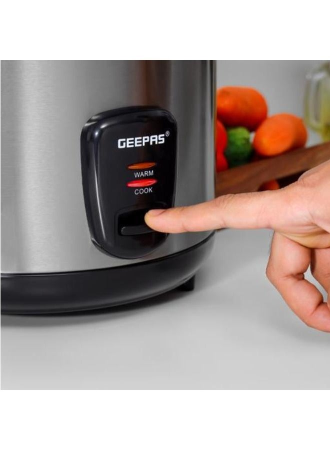 GEEPAS Multi-Function Rice Cooker With Removable Non-Stick Inner Pot And Cool-Touch Handle 1.8 L 700 W GRC35041 Silver/Black  - Image 4