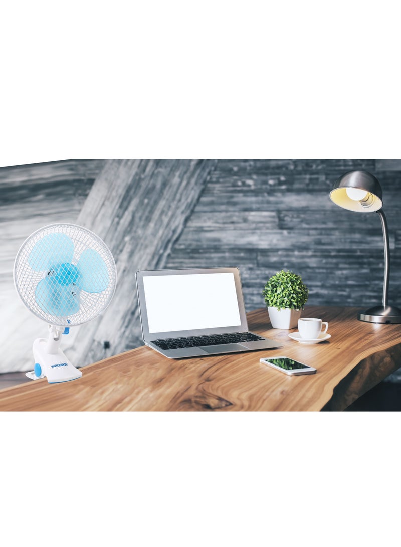 8 Inch 3-In-1 Clip, Desk And Wall Fan 35W SF-8008N Blue/White