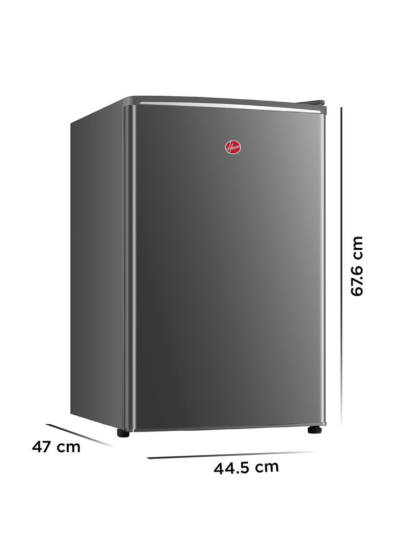 هوفر ثلاجة مدمجة بباب واحد سعة 92 لتر مع قسم فريزر - تحكم ميكانيكي، ترموستات قابل للتعديل، 1 رف قابل للإزالة، ميزة إزالة الجليد، ضمان لمدة سنة، فضي - HSD-K92-S - Image 4