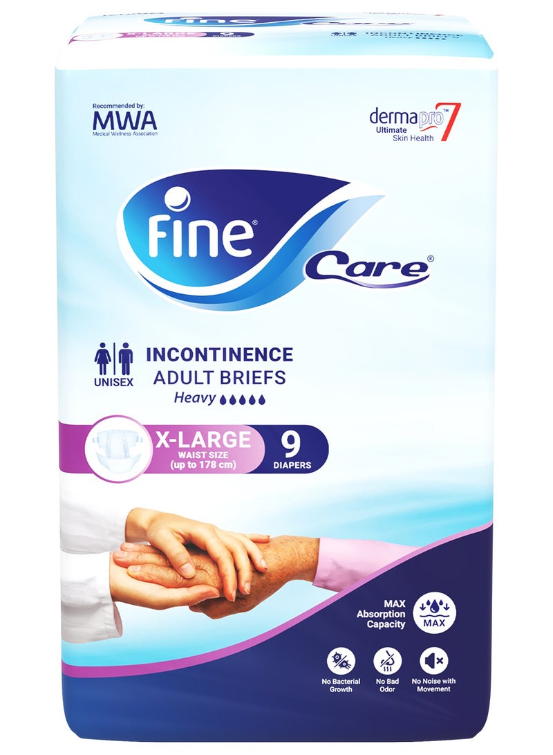Fine Care Pack Of 9 Incontinence Adult Diapers Breifs, XL 