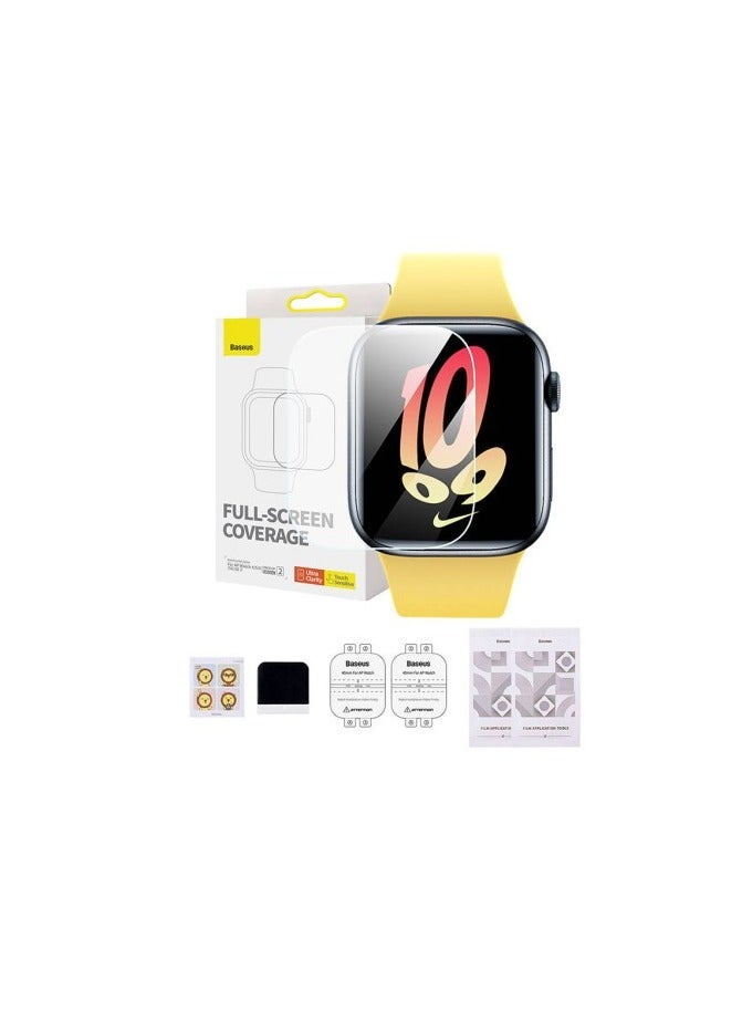 Baseus Baseus NanoCrystal Series Screen Protective Film 40mm for AP Watch 4/5/6/SE/SE 2, Clear (Pack of 2, with 2 cleaning kits and scraper) clear  - Image 2