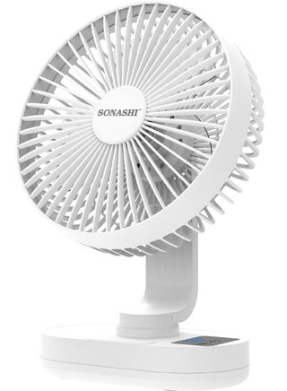 8 Inch Rechargeable Table Fan With Led Light - 3 Speeds High/Medium/Low | Continuous Working Of 2 Hours(High), 4.5 Hours(Mid) & 9 Hours(Low) | Strong Wind Function SRF-804 White - pnsku/N70044956V/45/_/1707366662/7563e692-6c0b-41d5-8187-a697f25cc90f