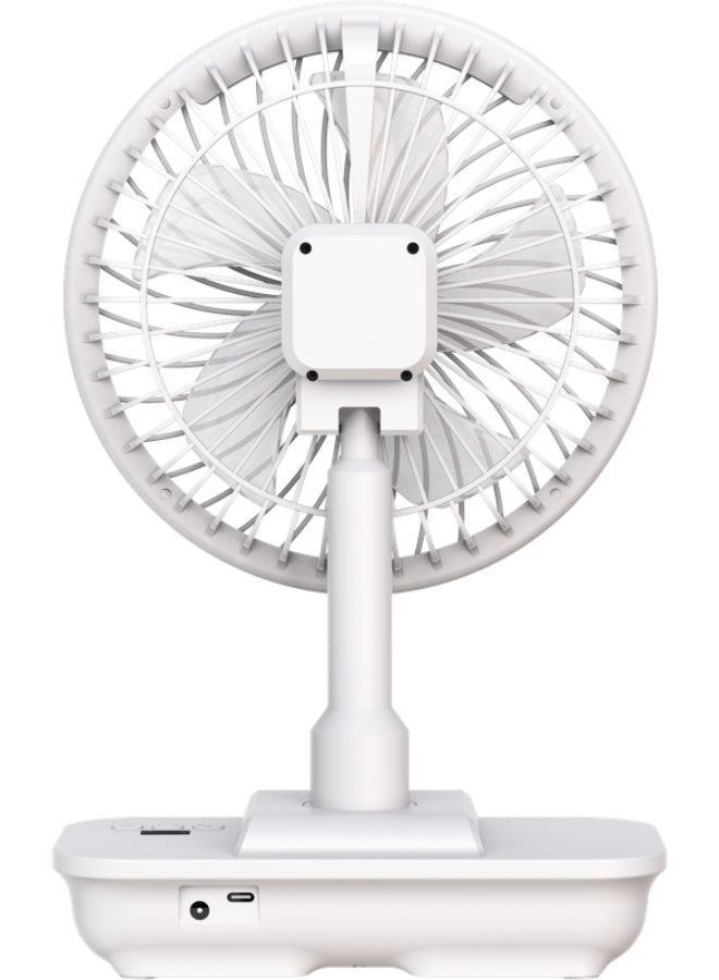 SONASHI 8-Inch White Rechargeable Fan with 19 Bright LED Lights | 3-Speed Function | Tilting Head and Inbuilt Charger | 5V 4000mAh Lithium Battery with Up to 5 Hours Working Time | SRF-804N White SRF-804 White - Image 3