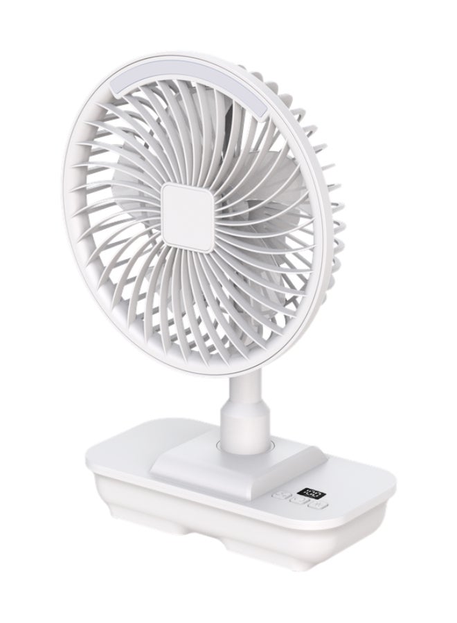 SONASHI 8-Inch White Rechargeable Fan with 19 Bright LED Lights | 3-Speed Function | Tilting Head and Inbuilt Charger | 5V 4000mAh Lithium Battery with Up to 5 Hours Working Time | SRF-804N White SRF-804 White - Image 4