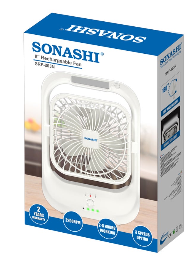 سوناشي مروحة قابلة للشحن مقاس 8 بوصات مع إمكانية ضبط زاوية 240 درجة - Image 5