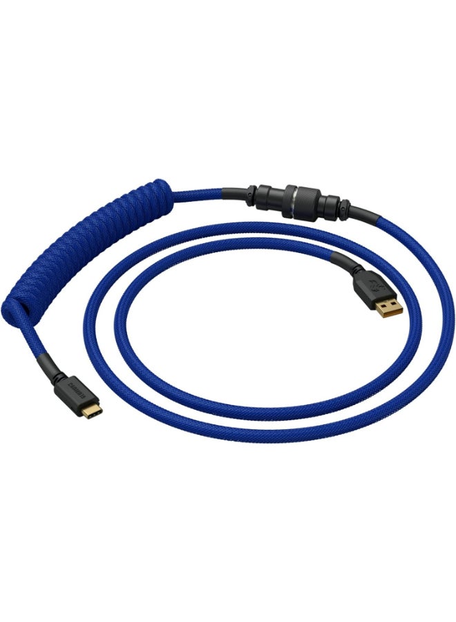 جلوريوس - Coiled USB-C Cable - Premium Artisan Braided Cord For Mechanical Keyboards - GLO-CBL-COIL-COBALT - Image 1