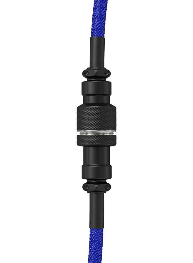 جلوريوس - Coiled USB-C Cable - Premium Artisan Braided Cord For Mechanical Keyboards - GLO-CBL-COIL-COBALT - Image 1