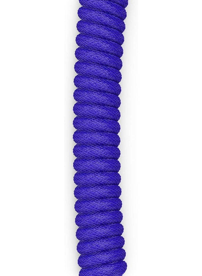 جلوريوس - Coiled USB-C Cable - Premium Artisan Braided Cord For Mechanical Keyboards - GLO-CBL-COIL-COBALT - Image 1