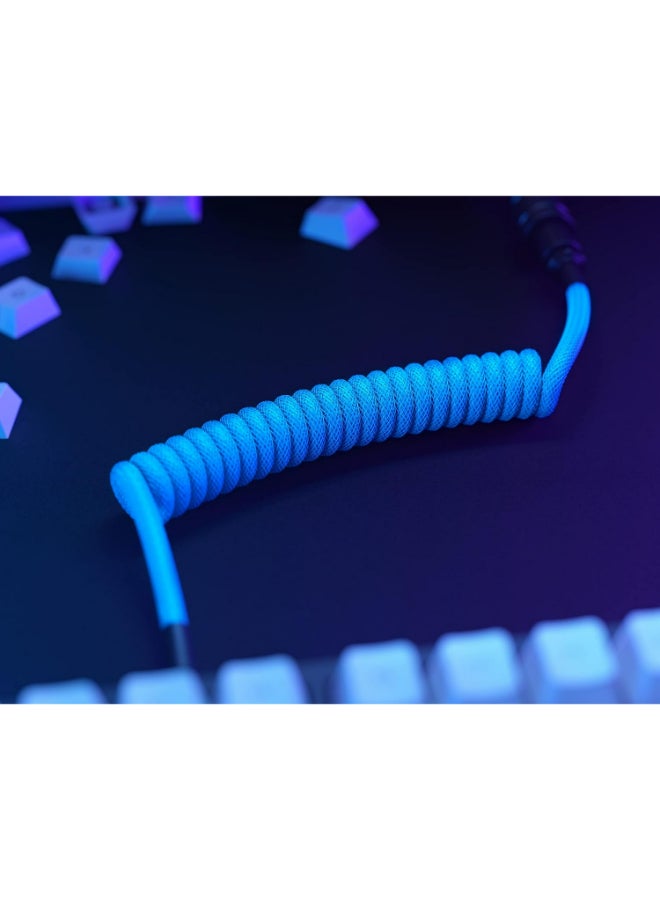 جلوريوس - Coiled USB-C Cable - Premium Artisan Braided Cord For Mechanical Keyboards - GLO-CBL-COIL-COBALT - Image 1