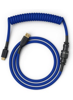 جلوريوس Coiled USB-C Cable - Premium Artisan Braided Cord For Mechanical Keyboards - GLO-CBL-COIL-COBALT  - Image 1