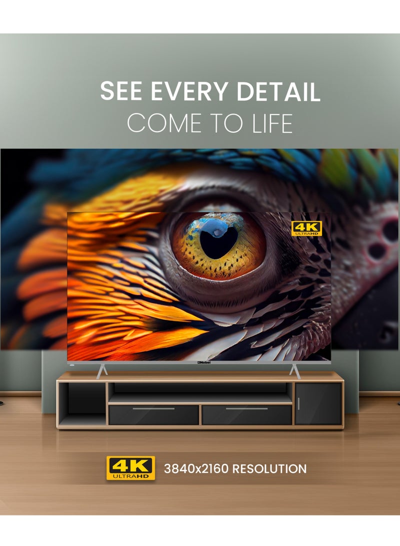 Nobel - 75 Inch Diamond 4K UHD VIDAA Smart TV iOS and Android Devices with VIDAA Voice & DTS TruBass™ Surround Sound Youtube Netflix Prime Video Bluetooth WiFi And Screen Sharing 2024 Model One Year Warranty UHD75VID Silver - Image 1