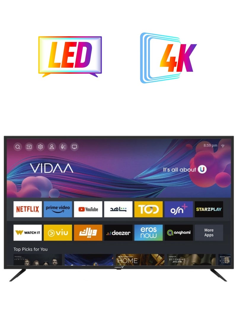 VIDEOCON 70 Inch 4K UHD VIDAA OS Smart TV With Voice Remote And Wall Mount Bracket E70EPVD1100 Black  - Image 1