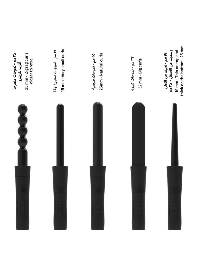 La belle - Curly Pro Hair Curler With Five Different Styles Black - Image 1
