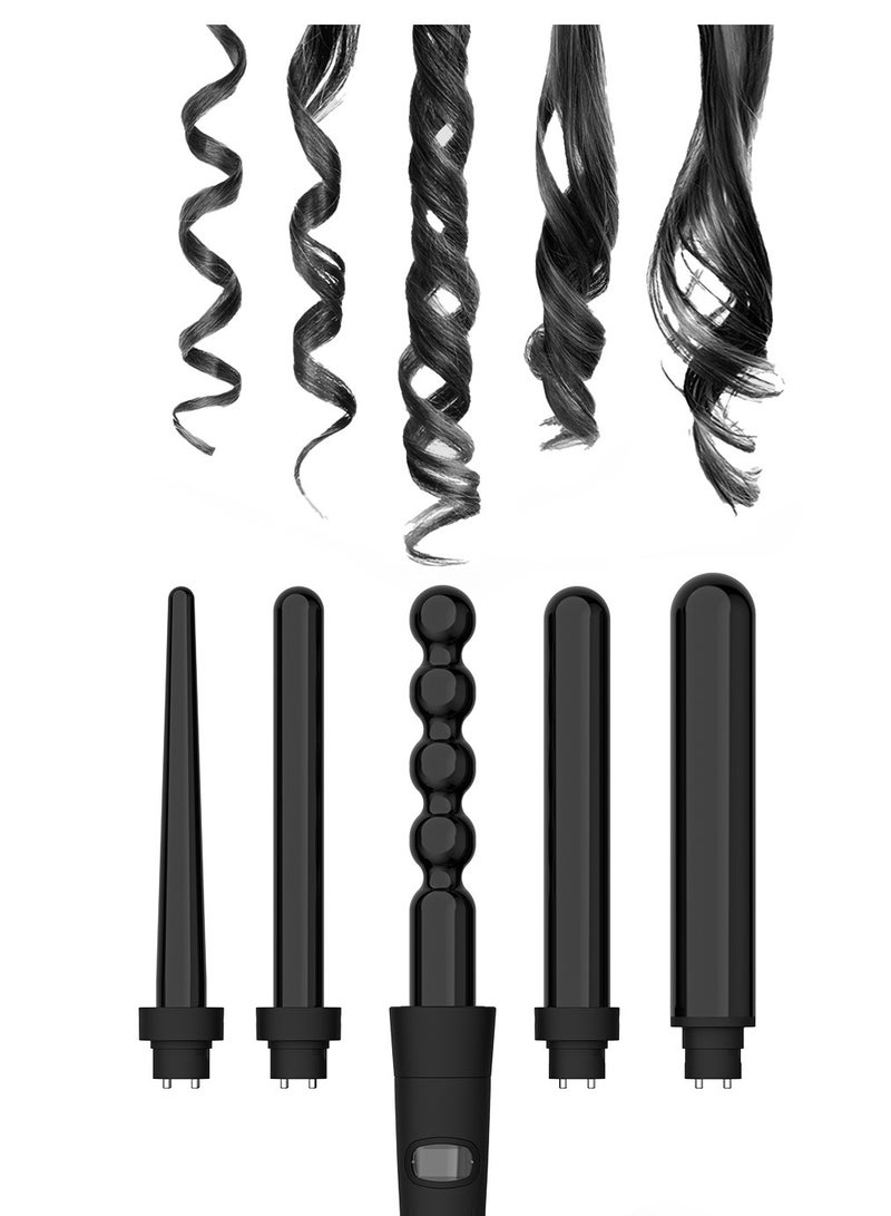 La belle - Curly Pro Hair Curler With Five Different Styles Black - Image 1