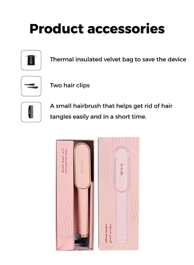 La belle - Hair Straightening Pro Brush Pink - Image 1