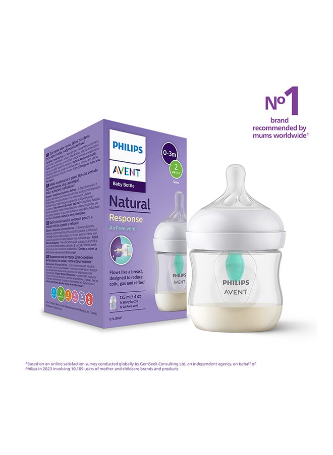 PHILIPS AVENT Natural Response Baby Feeding Bottle With Airfree Vent 125Ml | No.1 Brand Recommended By Moms Worldwide |Natural Response Technology Mimics Breastfeeding | Uniquely Designed Nipple Releases Milk Only When Baby Drinks  - Image 1