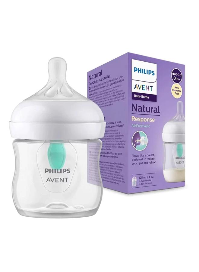 زجاجة رضاعة ناتشورال 3.0 سعة 125 مل ×1 مع فتحة تهوية، شفافة - Image 1