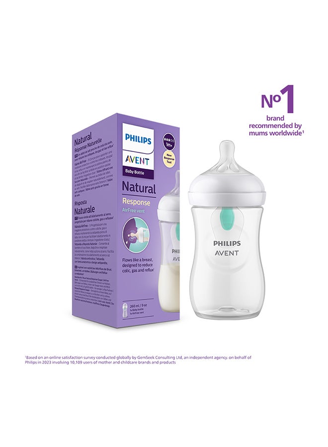 PHILIPS AVENT Natural Response Baby Feeding Bottle With Airfree Vent 260Ml | No.1 Brand Recommended By Moms Worldwide |Natural Response Technology Mimics Breastfeeding | Uniquely Designed Nipple Releases Milk Only When Baby Drinks  - Image 1