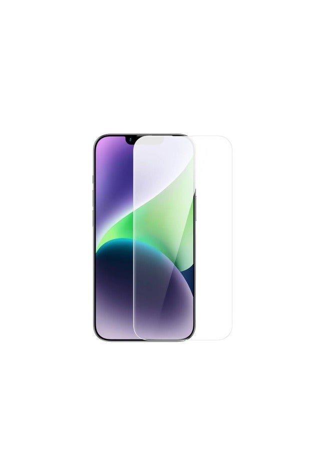 بيسوس OS-Baseus Sapphire Series HD Tempered-Glass Screen Protector (with Dust Filter) for iP 13/13 Pro/14, Clear (Pack of 1, with cleaning kit and dust-proof installation tool) Clear - Image 2