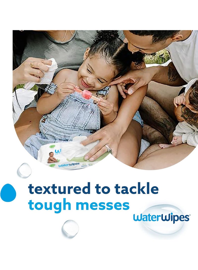 WaterWipes Pack Of 12 Plastic-Free Textured Clean, 99.9% Water Based  And Unscented- 720 Count  - Image 3