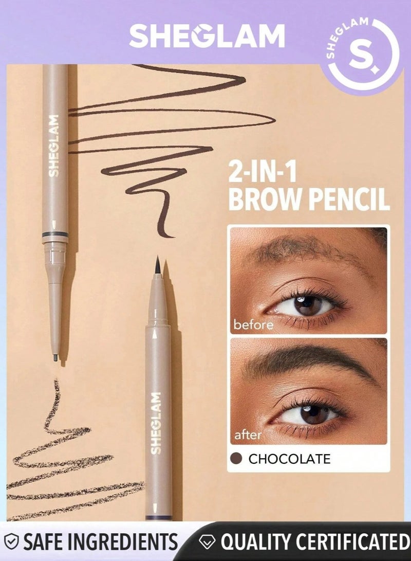 SHEGLAM Brows On Demand 2-In-1 Brow Pencil Chocolate - Image 1