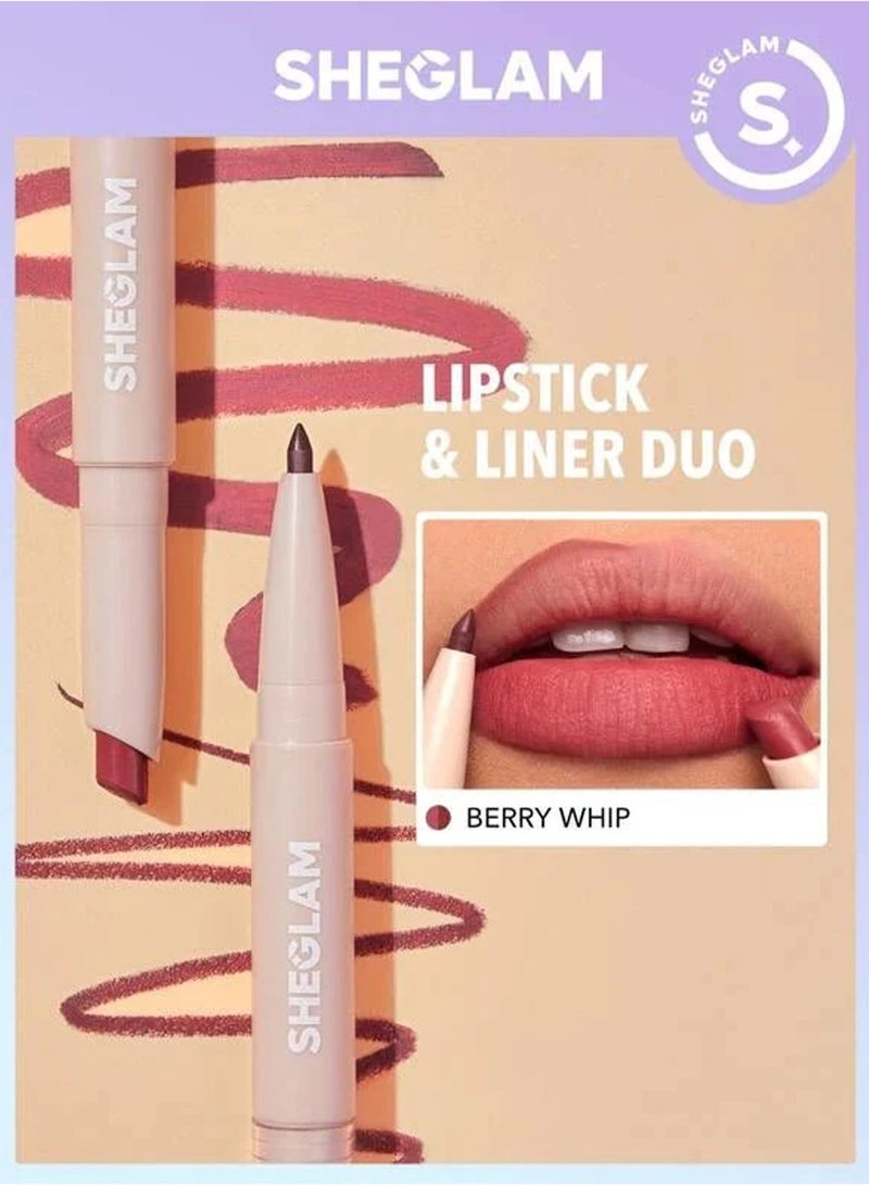 SHEGLAM - Glam 101 Lipstick And Liner Duo - Berry Whip Red - Image 1