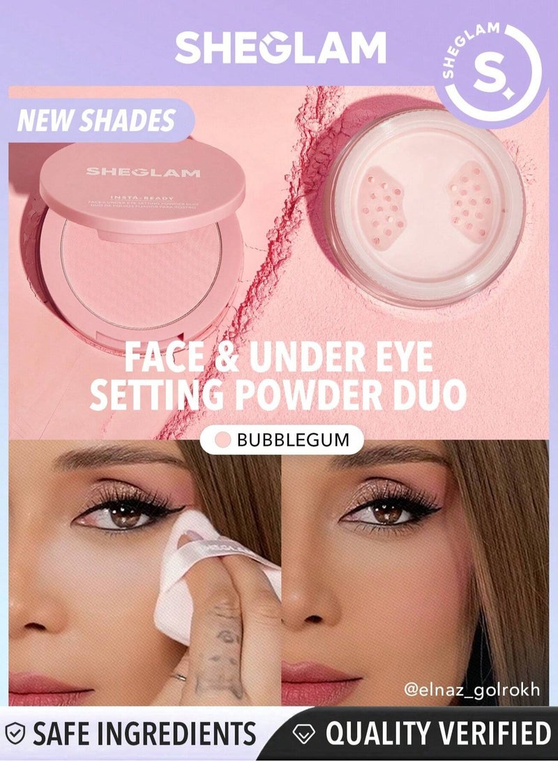 SHEGLAM - Insta-Ready Face And Under Eye Setting Powder Duo - Bubblegum Pink - Image 1