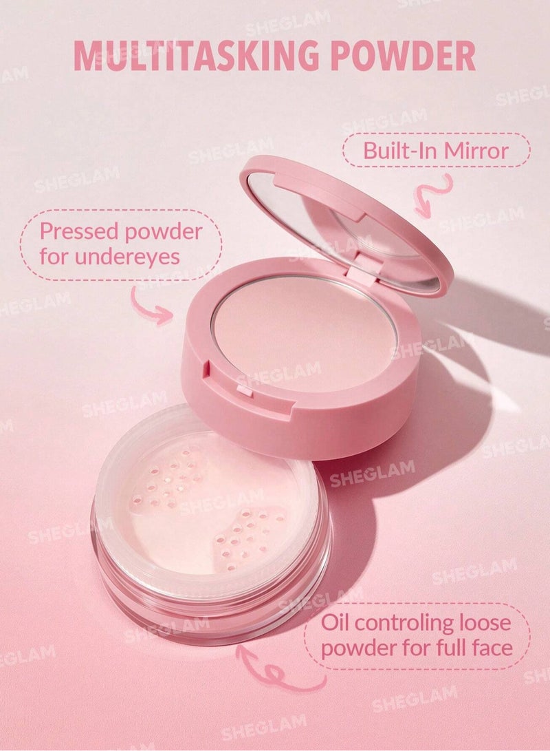 SHEGLAM - Insta-Ready Face And Under Eye Setting Powder Duo - Bubblegum Pink - Image 1