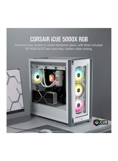 CORSAIR Icue 5000X Cc-9011213-Ww Rgb Tempered Glass Mid-Tower Atx Pc Smart Case White  - Image 3