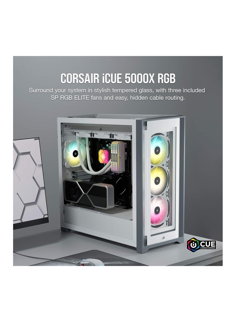 CORSAIR Icue 5000X Cc-9011213-Ww Rgb Tempered Glass Mid-Tower Atx Pc Smart Case White  - Image 3