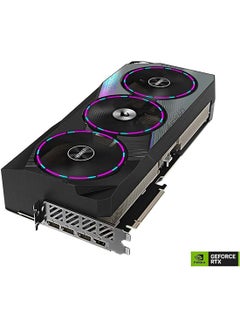 AORUS GeForce RTX 4090 Master Graphics Card, 24GB GDDR6X 384 bit Memory, 16384 CUDA Cores, 2550 MHz Core Clock, 21 Gbps Memory Speed, PCI-E 4.0, 1 x HDMI 2.1, 3 x DP1.4 | GV-N4090AORUS M-24GD Black