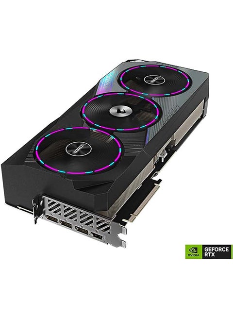AORUS GeForce RTX 4090 Master Graphics Card, 24GB GDDR6X 384 bit Memory, 16384 CUDA Cores, 2550 MHz Core Clock, 21 Gbps Memory Speed, PCI-E 4.0, 1 x HDMI 2.1, 3 x DP1.4 | GV-N4090AORUS M-24GD Black