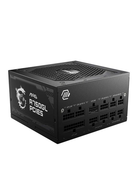 MAG A750GL PCIe 5 750W Fully Modular Power Supply - 80 Plus Gold Certified for Superior Efficiency, Whisper-Quiet 120mm Cooling Fan for Optimal Airflow, Intel ATX12V 3.0 Compatible, 4 x PCIe 6+2-Pin Connectors for High-End GPUs, 8 x SATA Connectors for Ample Storage, Premium Black Finish with Enhanced Durability | 306-7ZP8B18-CE0 Black