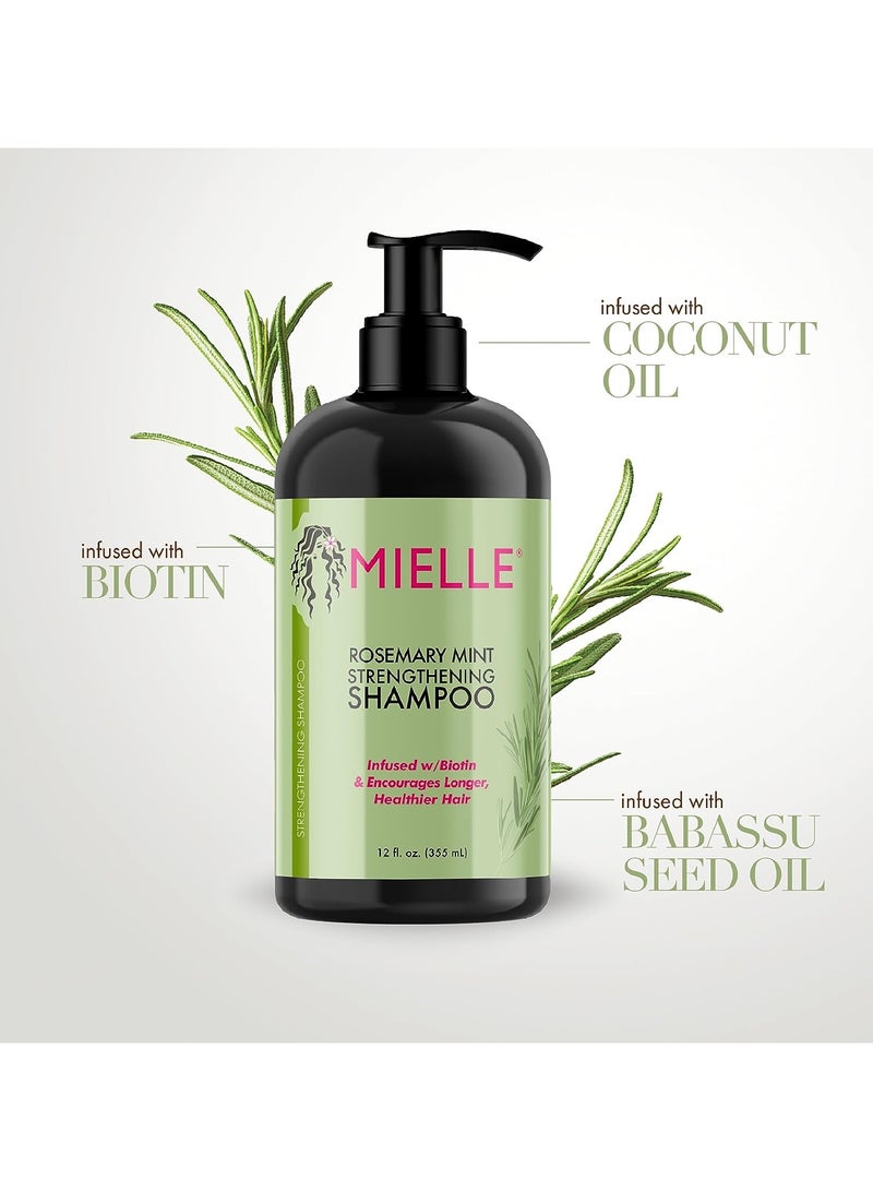 MIELLE Organics Rosemary Mint Strengthening Shampoo Infused With Biotin, Cleanses And Helps Strengthen Weak And Brittle Hair 12 Oz 355ml - Image 3