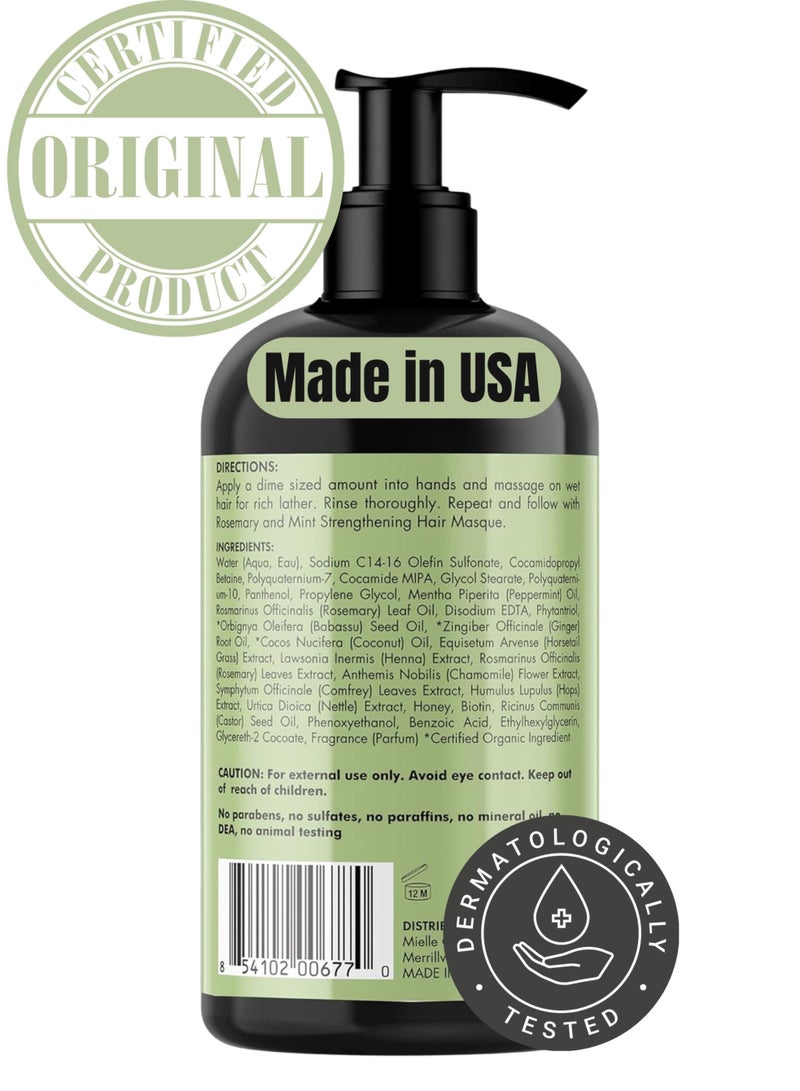 MIELLE Organics Rosemary Mint Strengthening Shampoo Infused With Biotin, Cleanses And Helps Strengthen Weak And Brittle Hair 12 Oz 355ml - Image 2