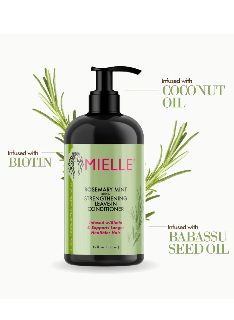 MIELLE Organics Rosemary Mint Leave-In Conditioner Infused With Biotin Helps Strengthen Weak And Brittle Hair 12 Oz 355ml - Image 3