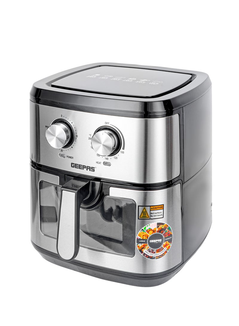 Air Fryer  9.2 L With 30 Min Timer| Pot With A Rack, Both With Non Stick Coating, Oil Free, Adjustable Time & Temperature, Vortex Air Frying Technology, Cooks 30% Faster 9.2 L 1800 W GAF37542 Silver/Black