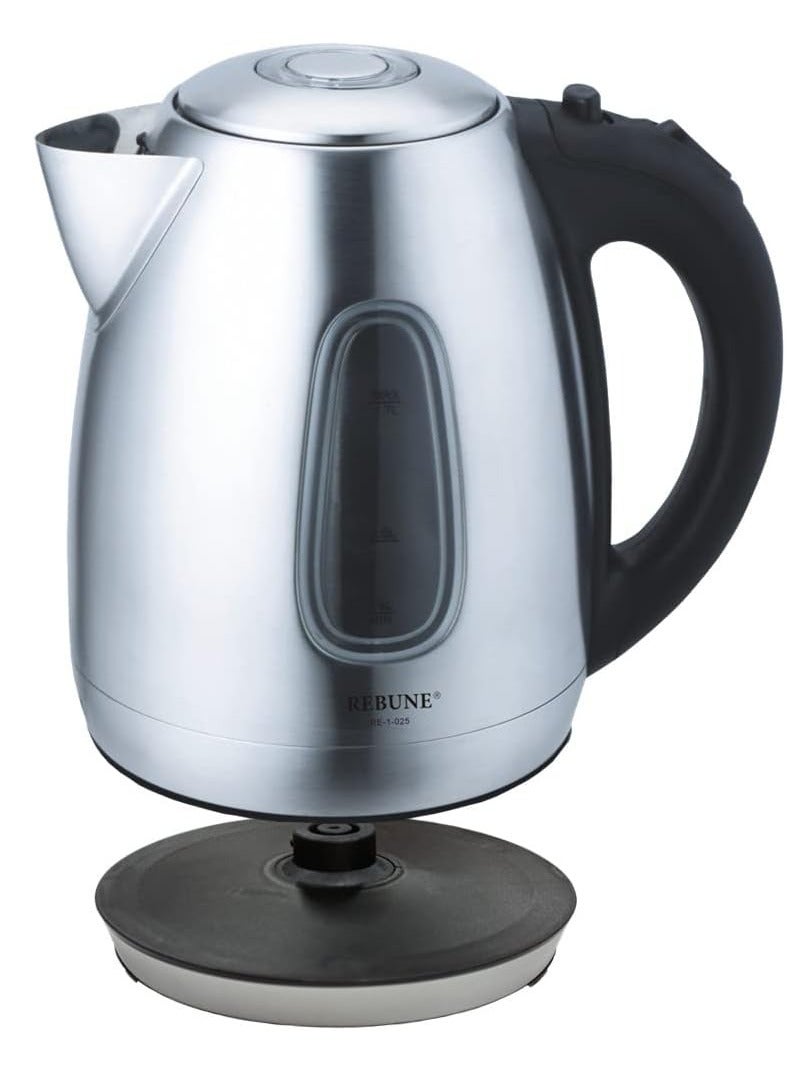 REBUNE Electric Kettle Stainless Steel Fast For Tea And Coffee 1.7 L 2200 W RE-1-025 Silver - Image 2