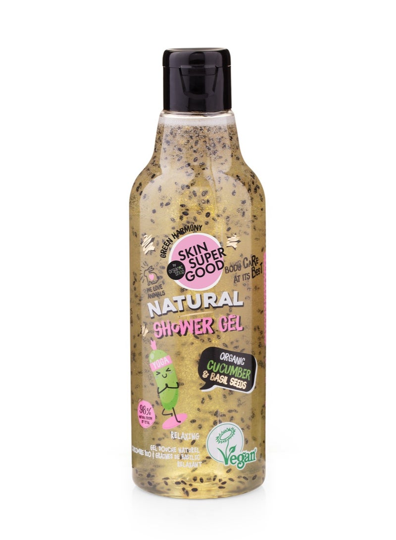 Organic Shop Natural Shower Gel Organic Cucumber & Basil Seeds 250ml - Image 1