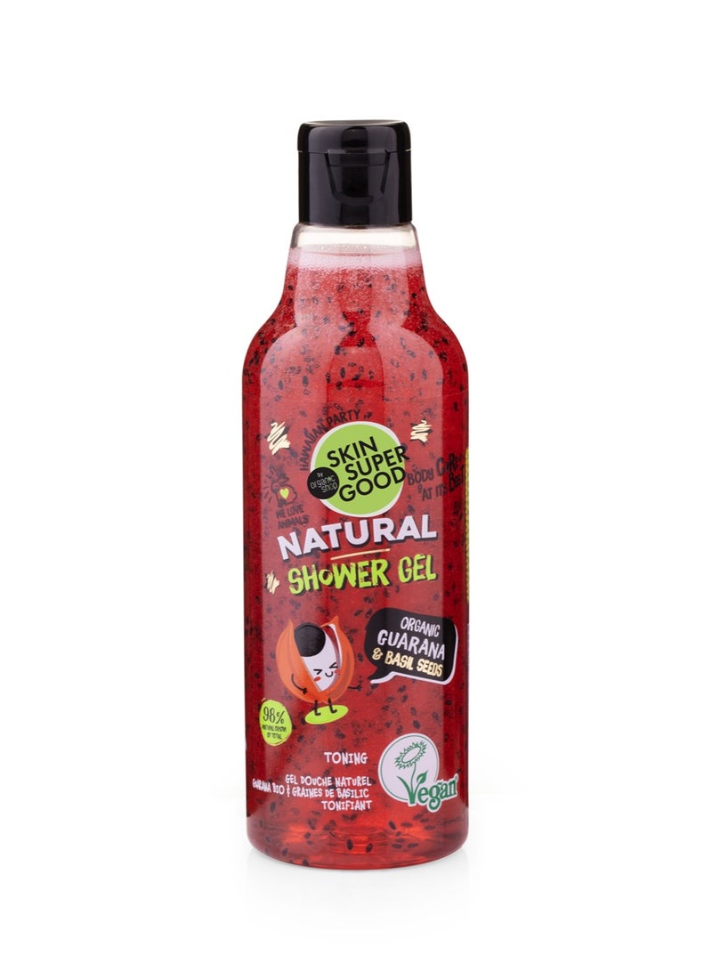 Organic Shop Natural Shower Gel Organic Guarana & Basil Seeds 250ml - Image 1