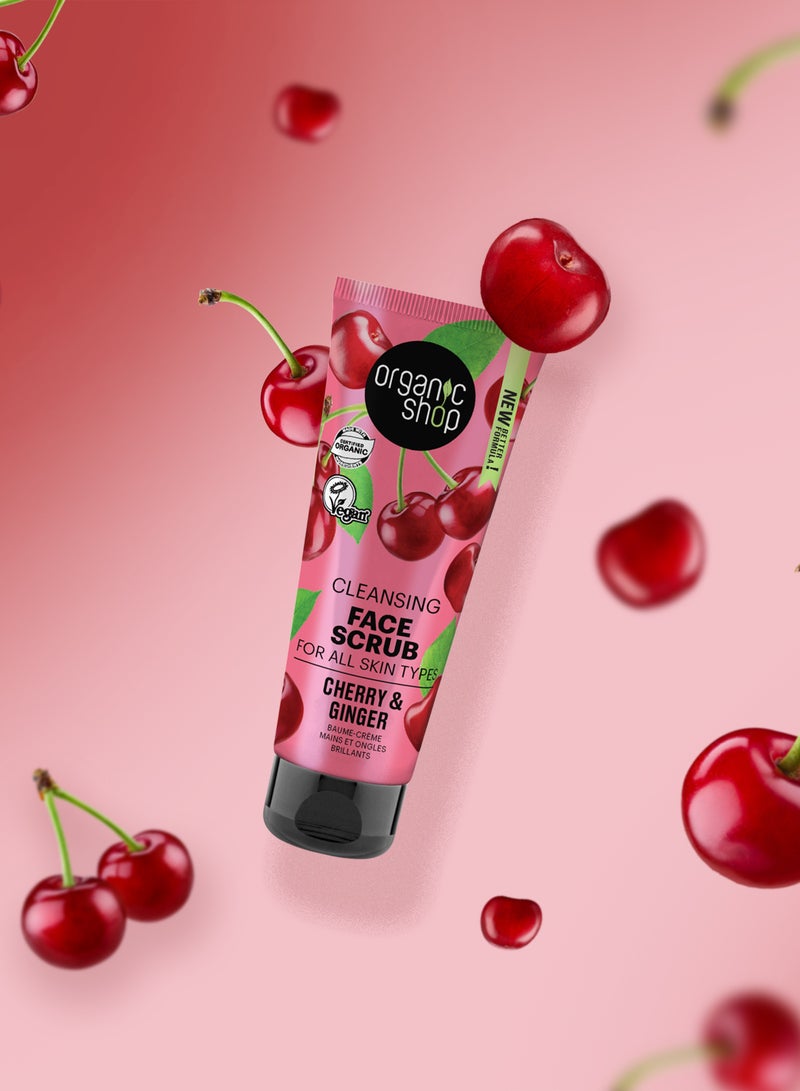 Organic Shop Cleansing Face Scrub For All Skin Types Cherry And Ginger 75ml - Image 4